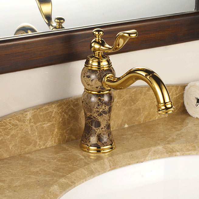 Luxury Bathroom Faucet Brass Lever Handle Low Arc Vessel Faucet