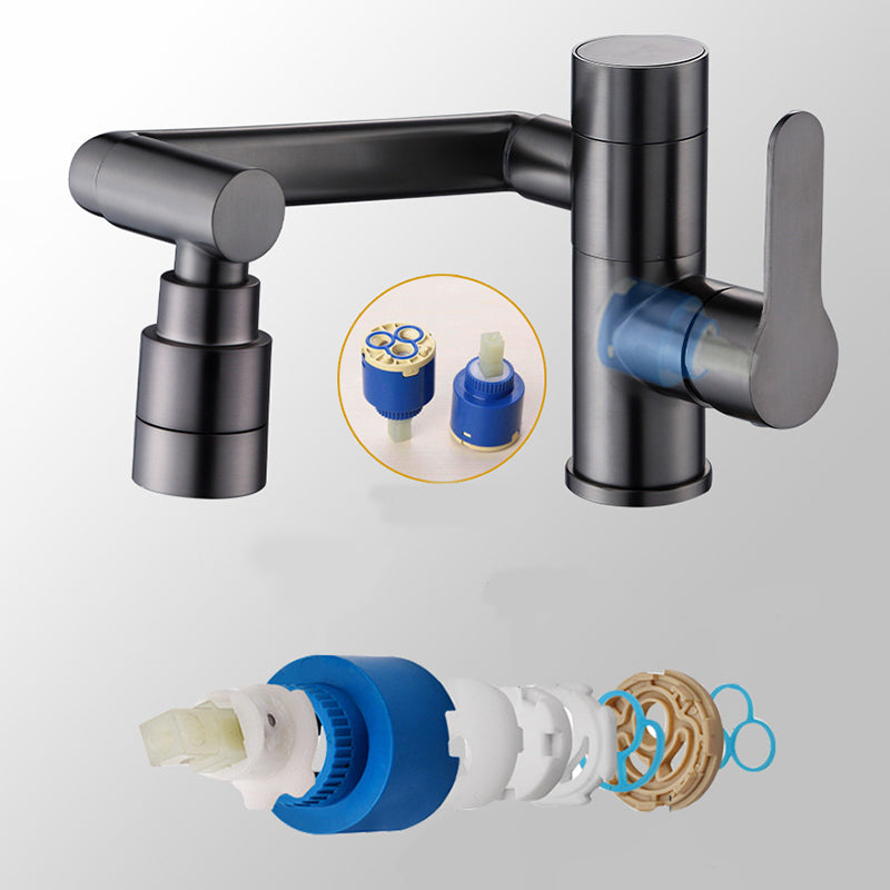 Modern Widespread Sink Faucet Solid Color Stainless Steel Centerset Lavatory Faucet
