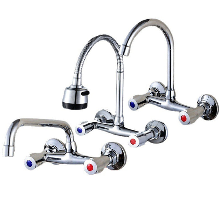 Modern 1-Hold Bar Faucet Double Handle Wall-mounted Lead Free Bar Faucet