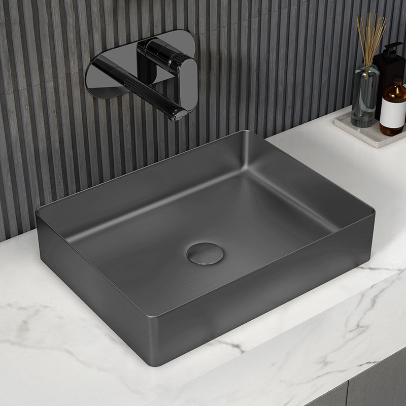 Contemporary Trough Bathroom Sink Solid Color Metal Trough Sink