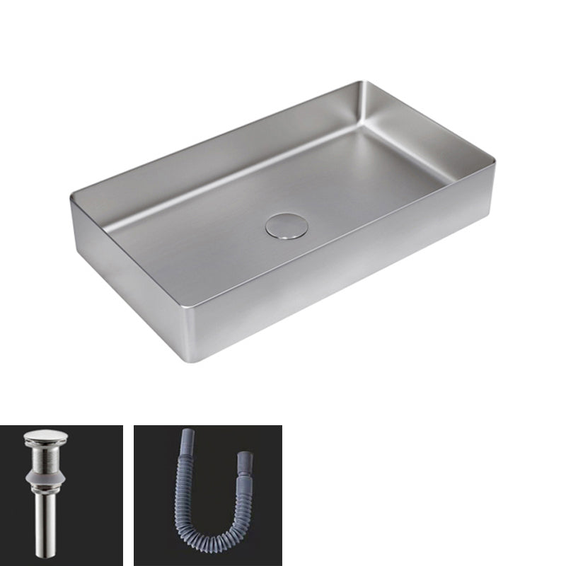Contemporary Trough Bathroom Sink Solid Color Metal Trough Sink