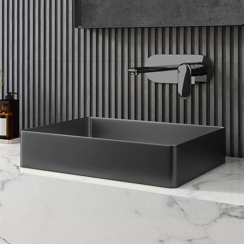 Contemporary Trough Bathroom Sink Solid Color Metal Trough Sink