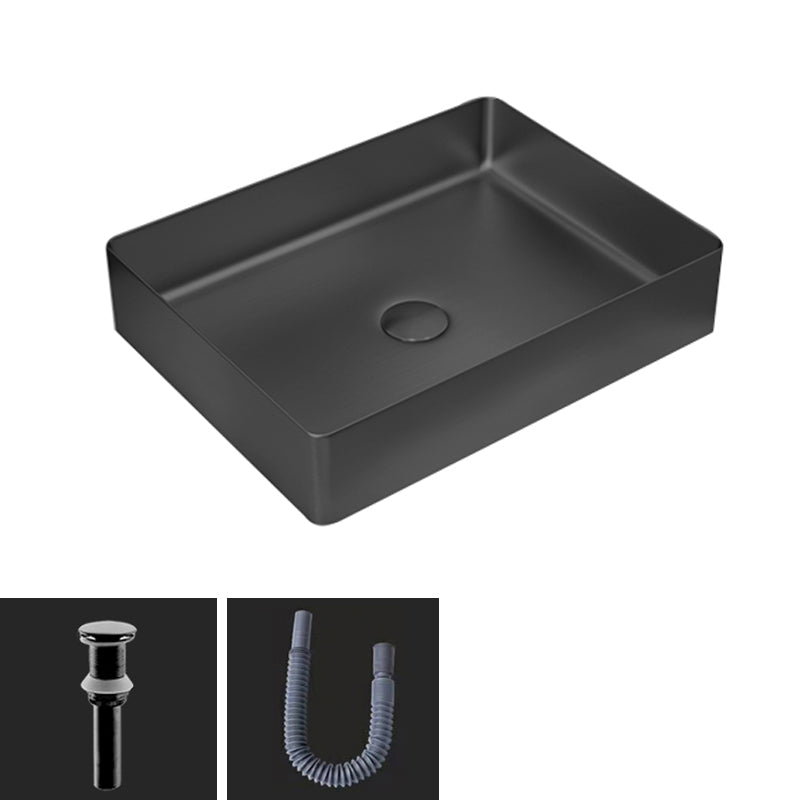 Contemporary Trough Bathroom Sink Solid Color Metal Trough Sink