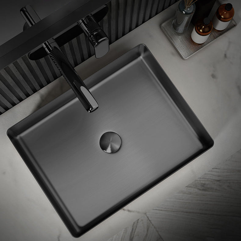 Contemporary Trough Bathroom Sink Solid Color Metal Trough Sink