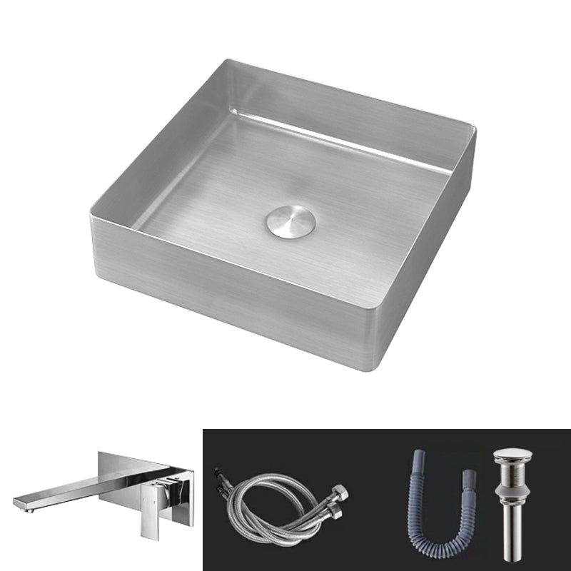 Contemporary Trough Bathroom Sink Solid Color Metal Trough Sink