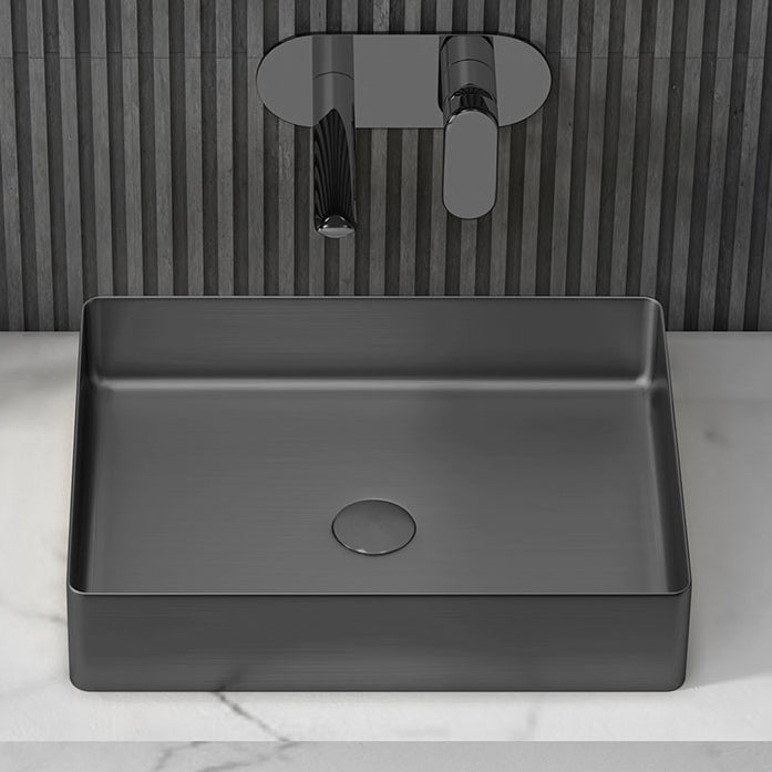Contemporary Trough Bathroom Sink Solid Color Metal Trough Sink