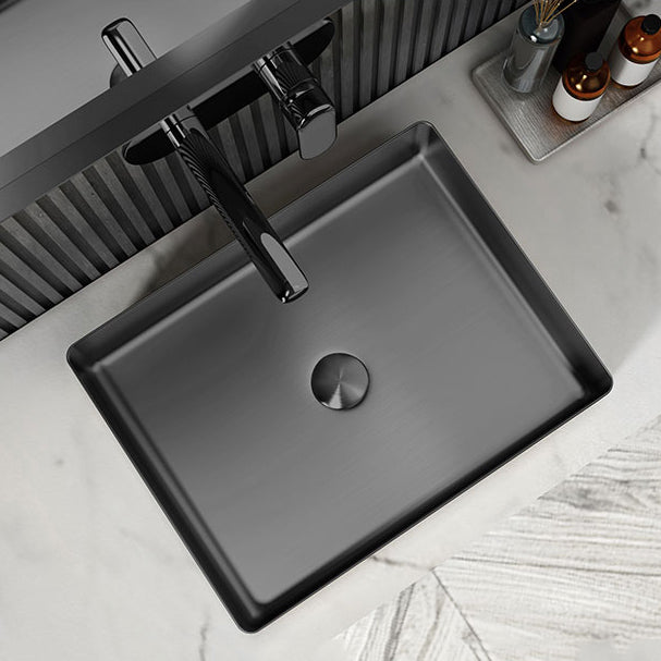 Contemporary Trough Bathroom Sink Solid Color Metal Trough Sink