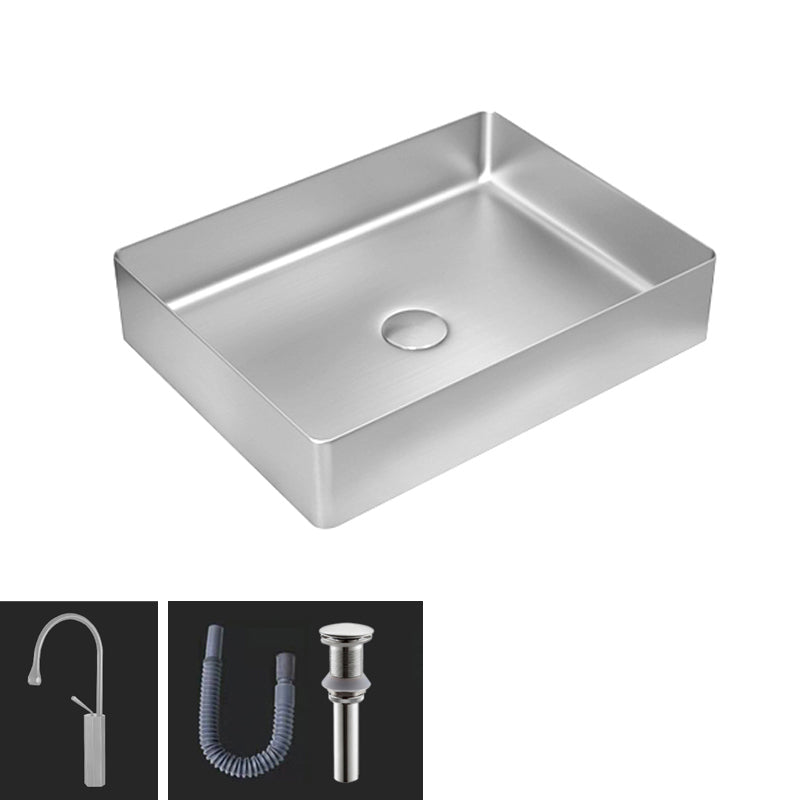 Contemporary Trough Bathroom Sink Solid Color Metal Trough Sink