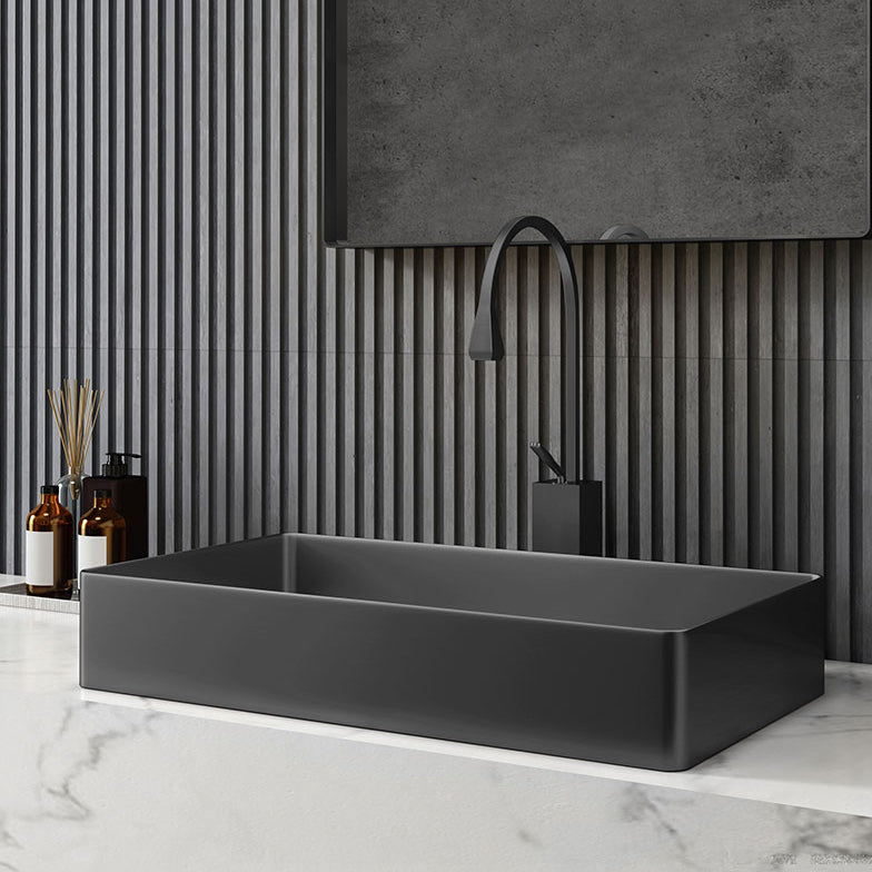 Contemporary Trough Bathroom Sink Solid Color Metal Trough Sink