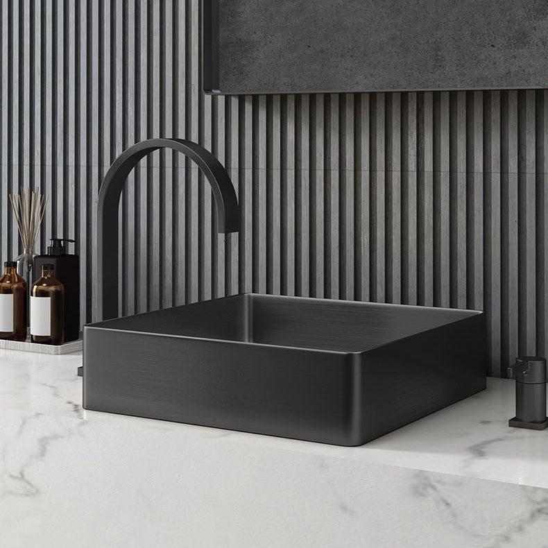 Contemporary Trough Bathroom Sink Solid Color Metal Trough Sink