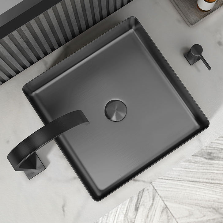 Contemporary Trough Bathroom Sink Solid Color Metal Trough Sink
