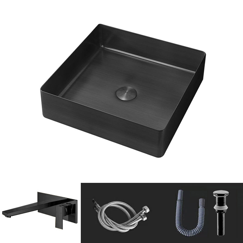 Contemporary Trough Bathroom Sink Solid Color Metal Trough Sink