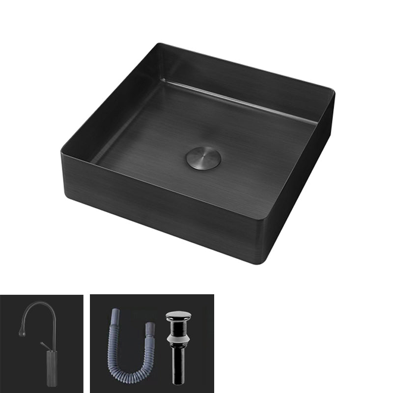 Contemporary Trough Bathroom Sink Solid Color Metal Trough Sink