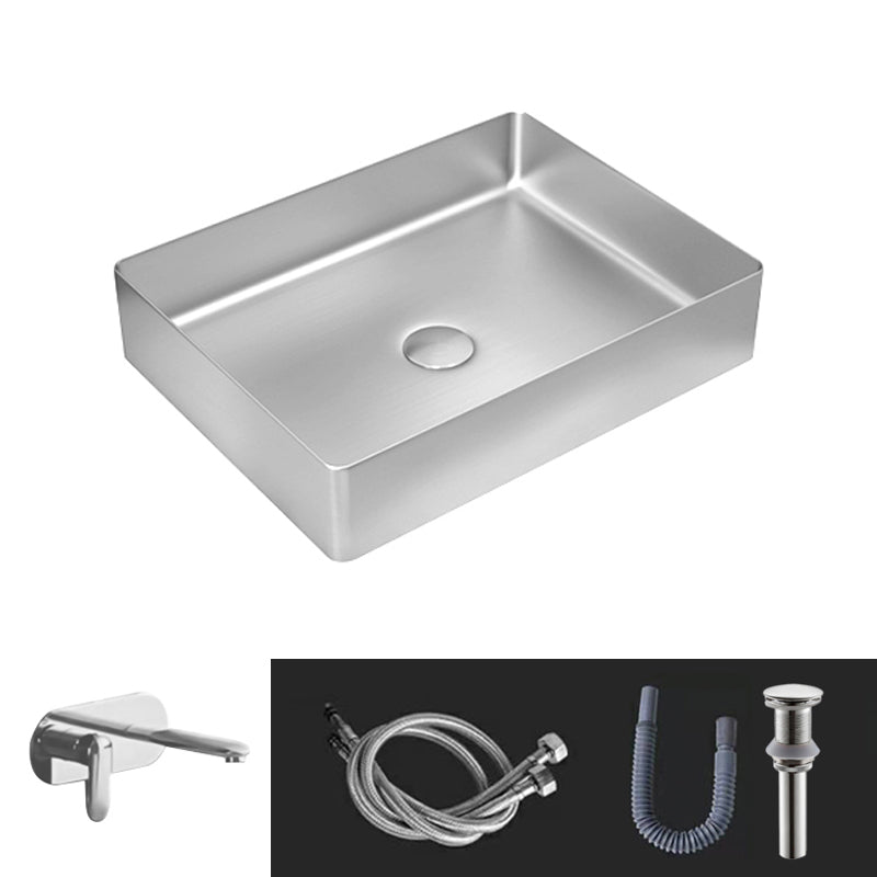 Contemporary Trough Bathroom Sink Solid Color Metal Trough Sink