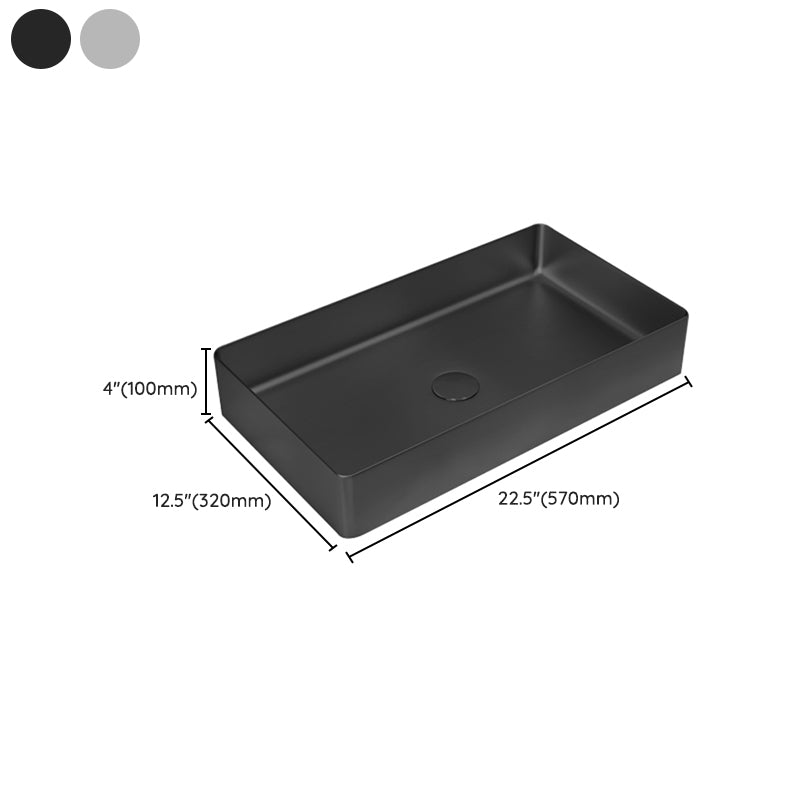 Contemporary Trough Bathroom Sink Solid Color Metal Trough Sink
