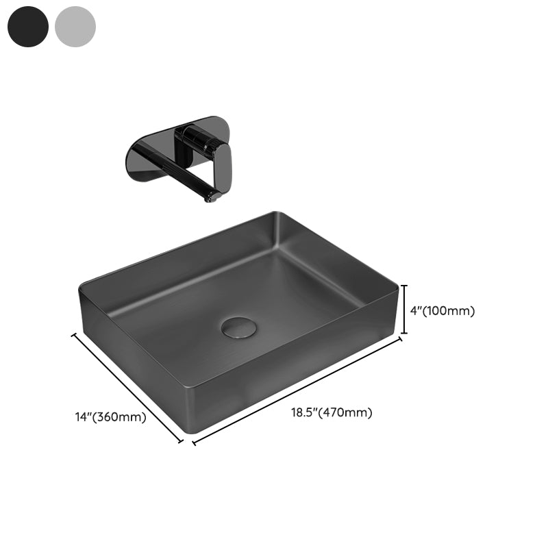 Contemporary Trough Bathroom Sink Solid Color Metal Trough Sink