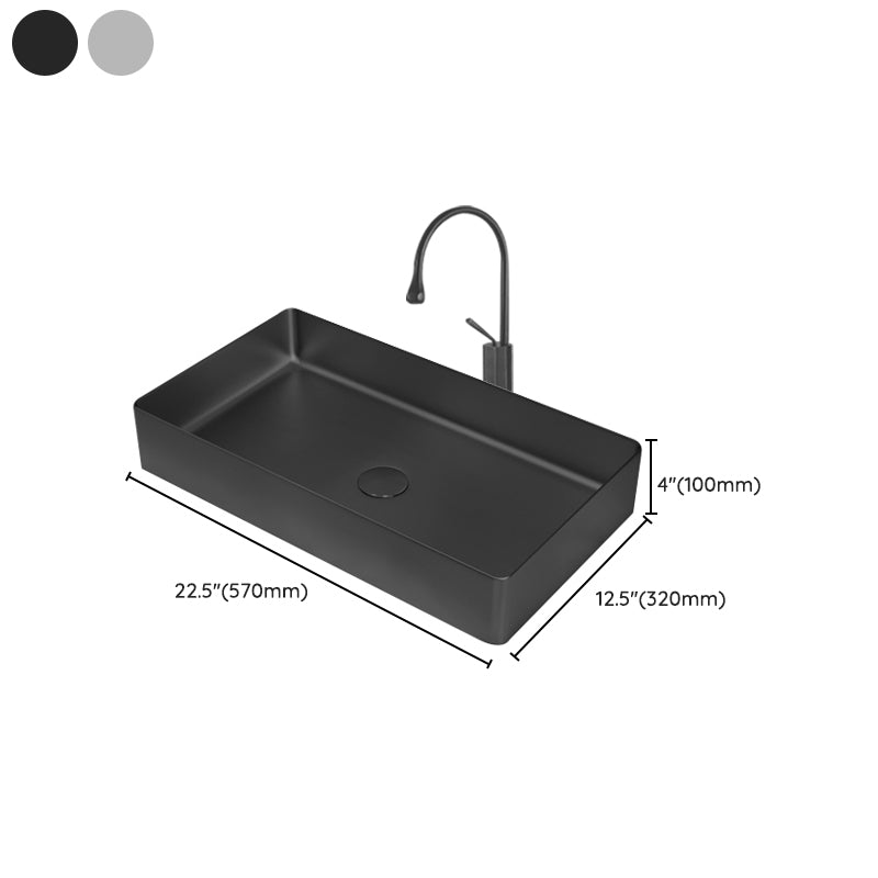 Contemporary Trough Bathroom Sink Solid Color Metal Trough Sink