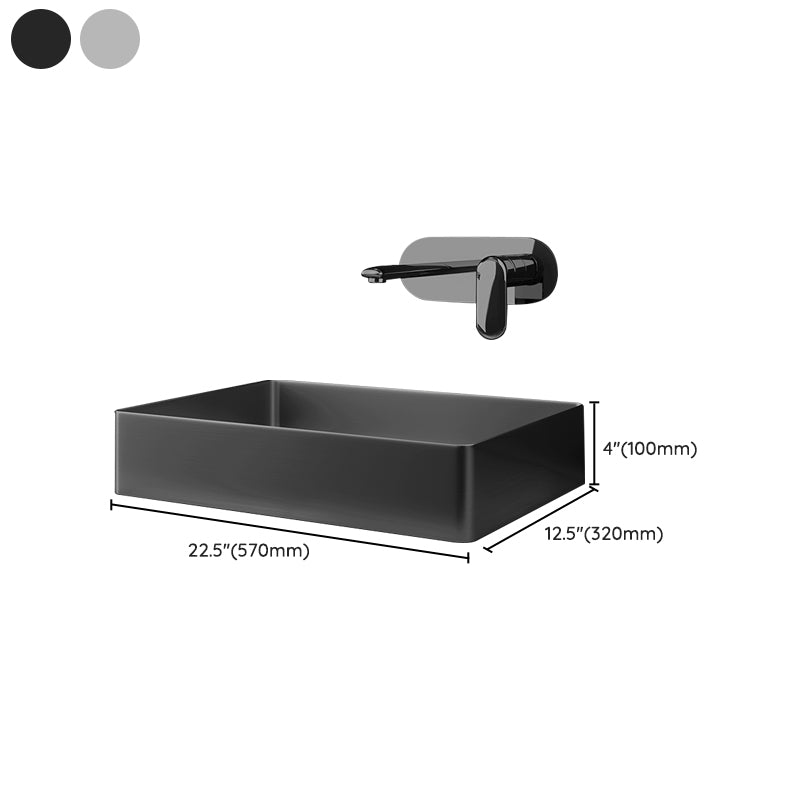 Contemporary Trough Bathroom Sink Solid Color Metal Trough Sink