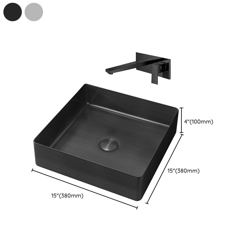 Contemporary Trough Bathroom Sink Solid Color Metal Trough Sink