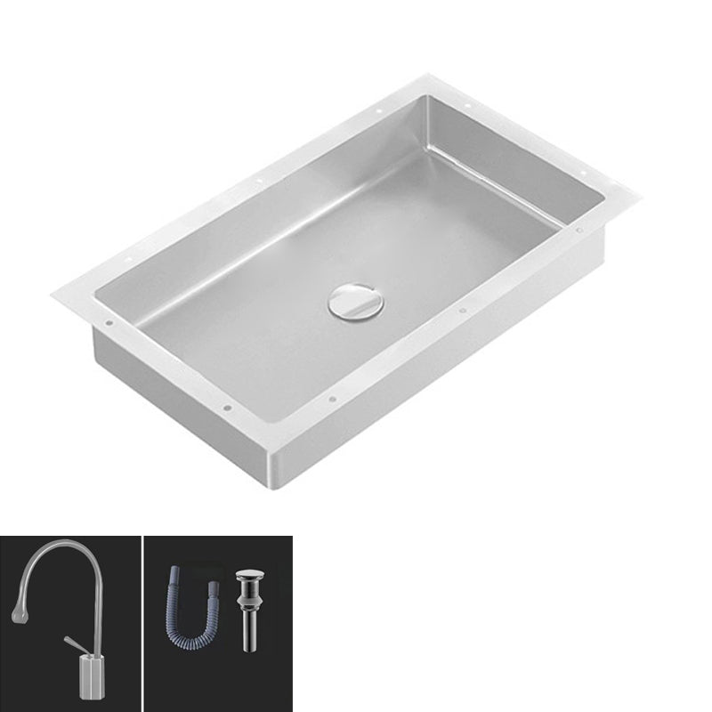 Modern Bathroom Sink Metal Rectangular Undermount Bathroom Sink with Pop-Up Drain