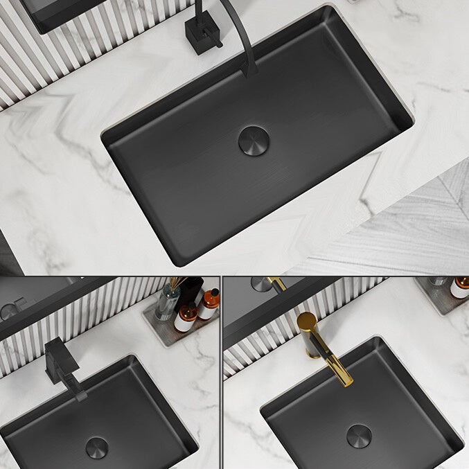 Modern Bathroom Sink Metal Rectangular Undermount Bathroom Sink with Pop-Up Drain