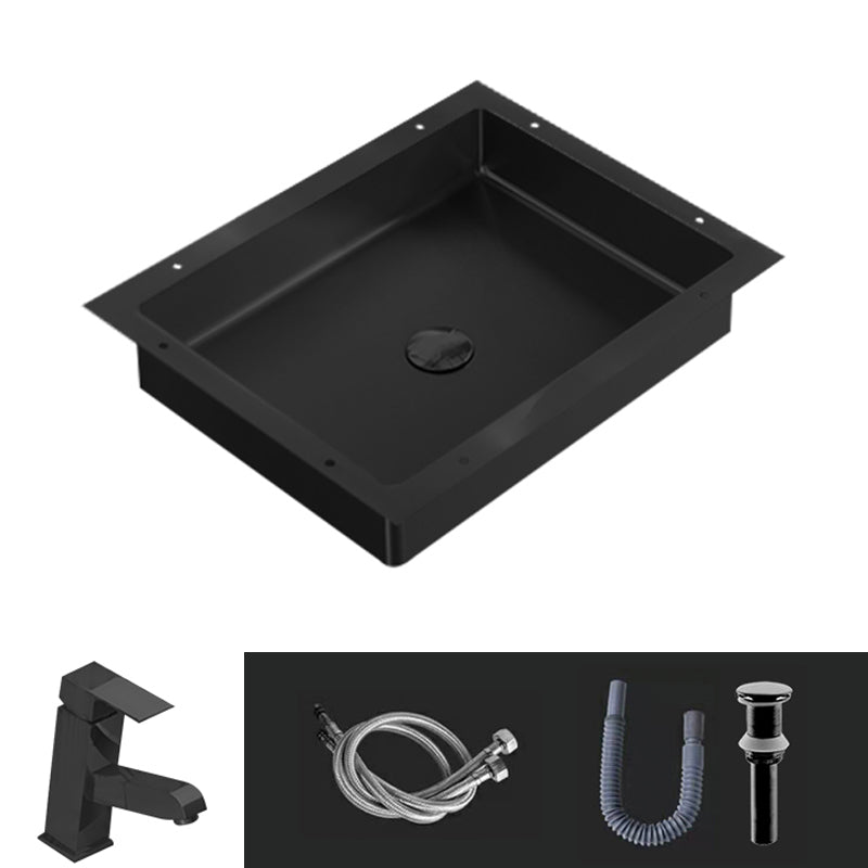 Modern Bathroom Sink Metal Rectangular Undermount Bathroom Sink with Pop-Up Drain