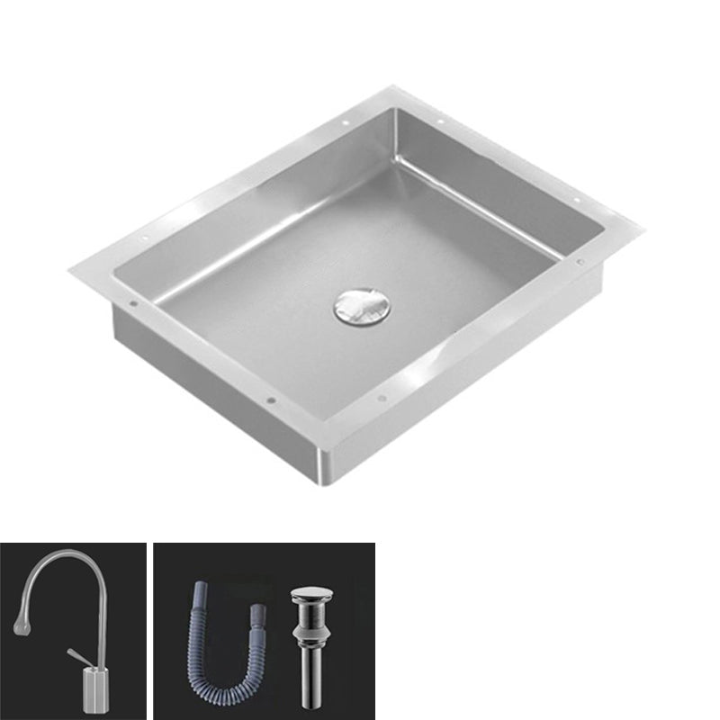 Modern Bathroom Sink Metal Rectangular Undermount Bathroom Sink with Pop-Up Drain
