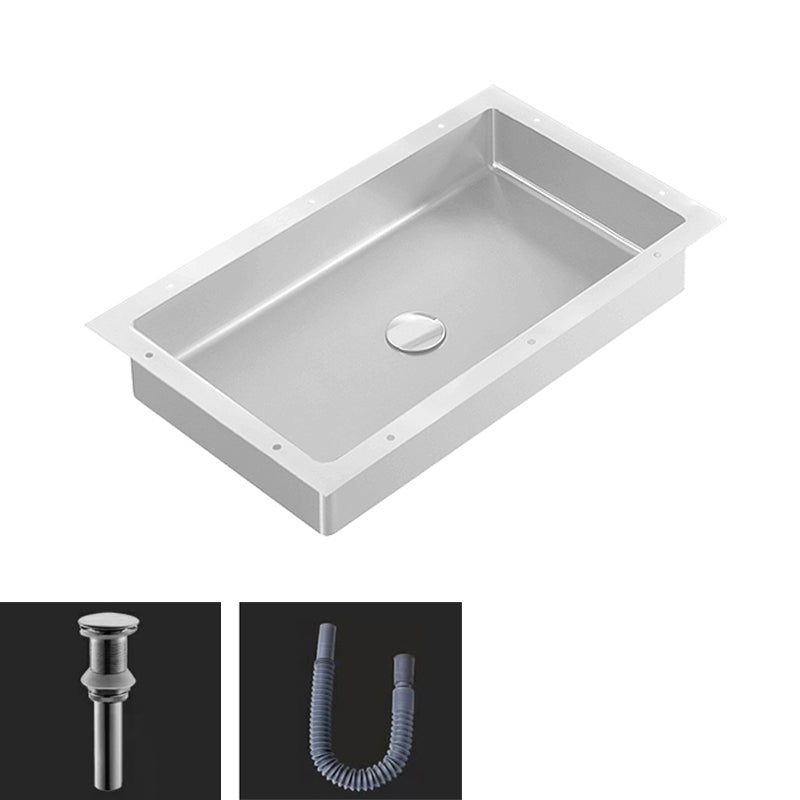 Modern Bathroom Sink Metal Rectangular Undermount Bathroom Sink with Pop-Up Drain