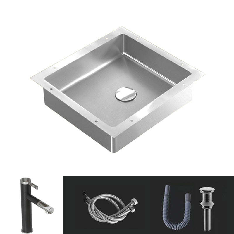Modern Bathroom Sink Metal Rectangular Undermount Bathroom Sink with Pop-Up Drain