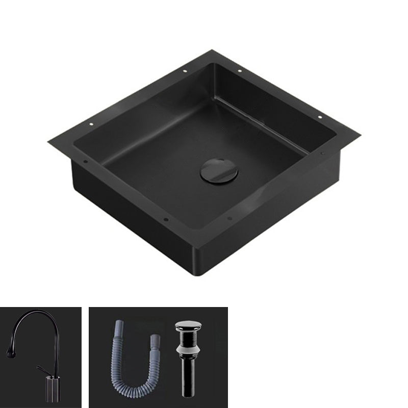 Modern Bathroom Sink Metal Rectangular Undermount Bathroom Sink with Pop-Up Drain
