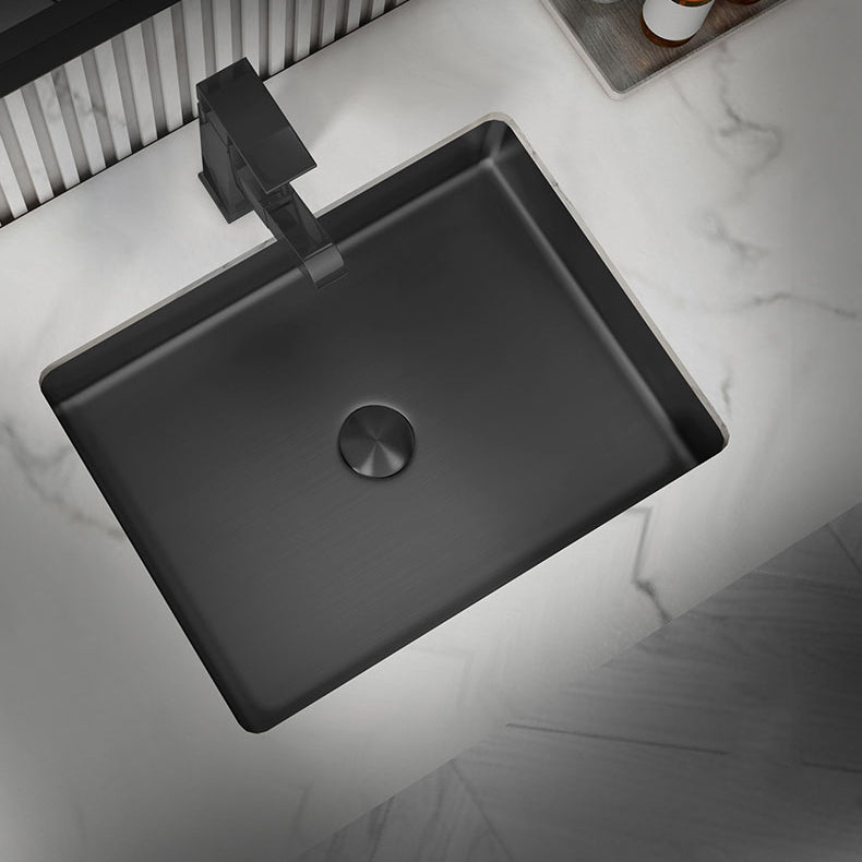 Modern Bathroom Sink Metal Rectangular Undermount Bathroom Sink with Pop-Up Drain