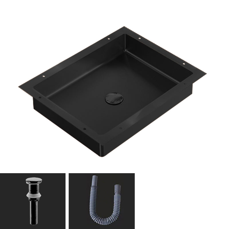 Modern Bathroom Sink Metal Rectangular Undermount Bathroom Sink with Pop-Up Drain