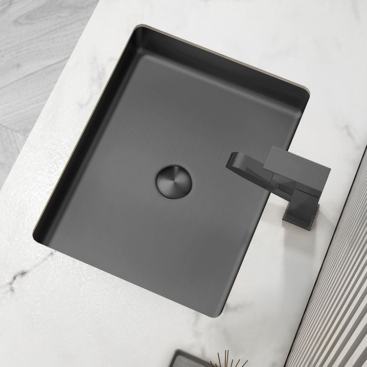 Modern Bathroom Sink Metal Rectangular Undermount Bathroom Sink with Pop-Up Drain