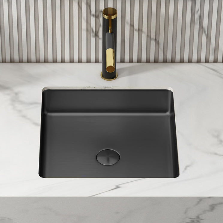 Modern Bathroom Sink Metal Rectangular Undermount Bathroom Sink with Pop-Up Drain