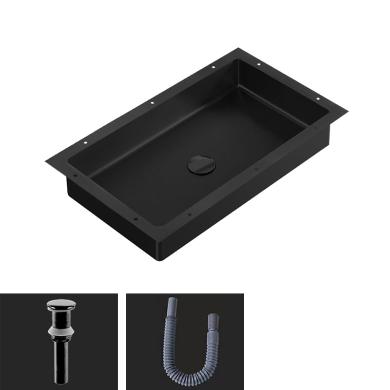 Modern Bathroom Sink Metal Rectangular Undermount Bathroom Sink with Pop-Up Drain