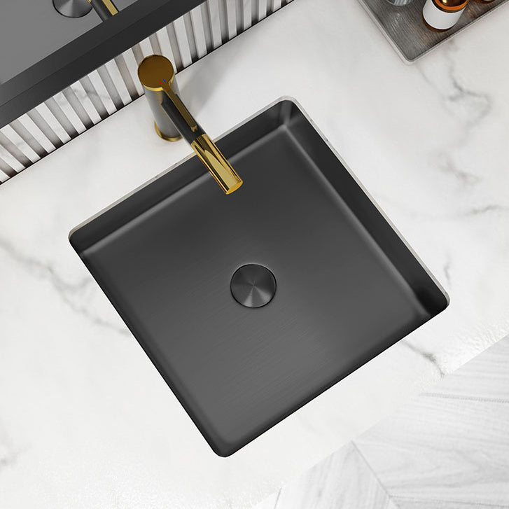 Modern Bathroom Sink Metal Rectangular Undermount Bathroom Sink with Pop-Up Drain