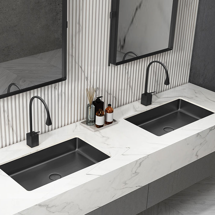 Modern Bathroom Sink Metal Rectangular Undermount Bathroom Sink with Pop-Up Drain