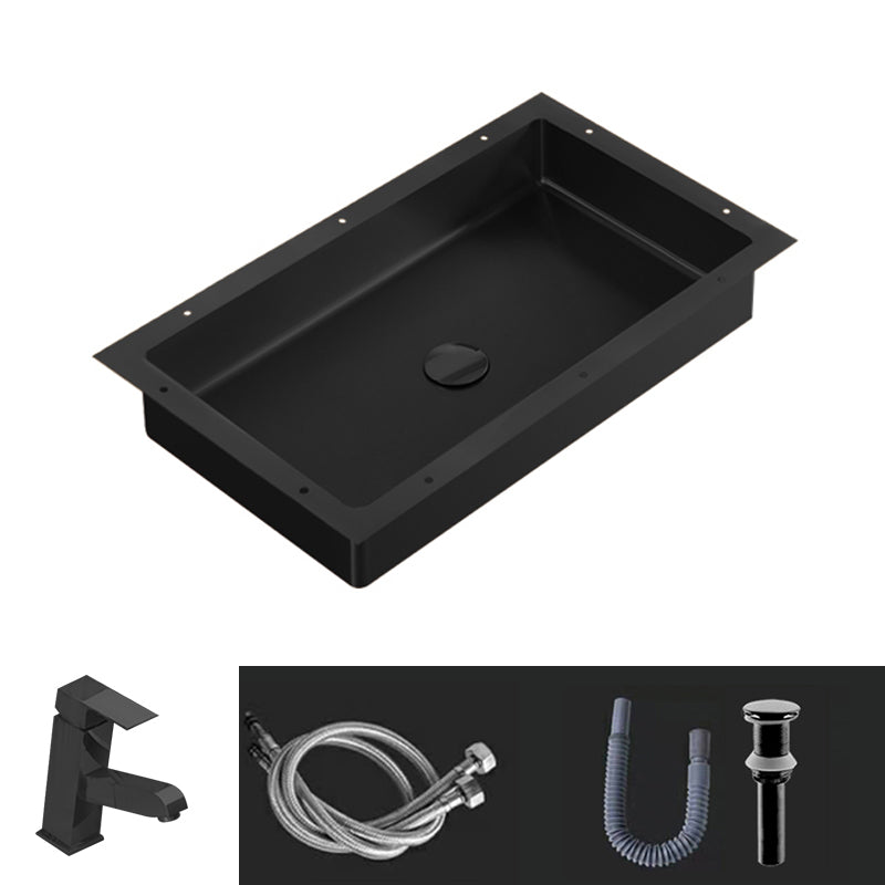 Modern Bathroom Sink Metal Rectangular Undermount Bathroom Sink with Pop-Up Drain