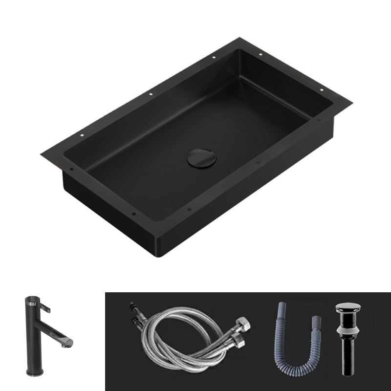 Modern Bathroom Sink Metal Rectangular Undermount Bathroom Sink with Pop-Up Drain