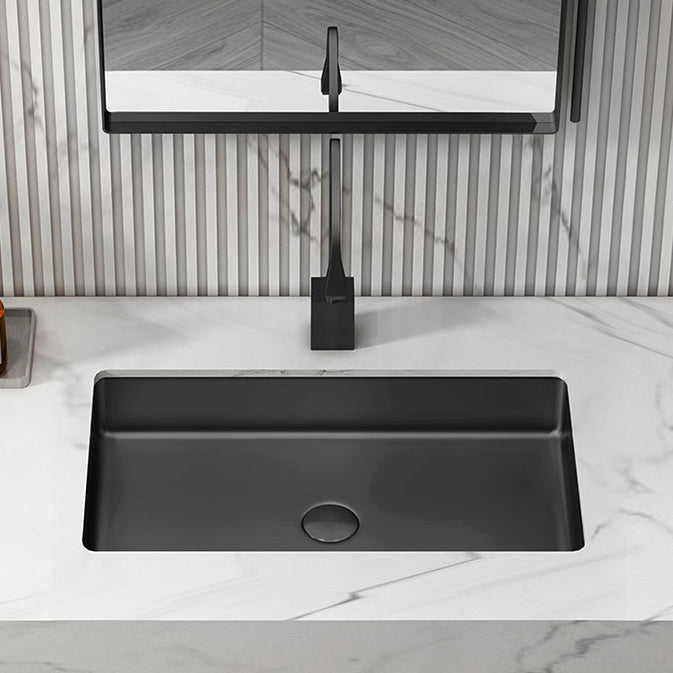 Modern Bathroom Sink Metal Rectangular Undermount Bathroom Sink with Pop-Up Drain