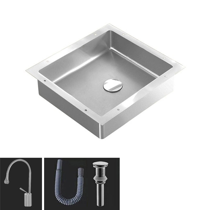 Modern Bathroom Sink Metal Rectangular Undermount Bathroom Sink with Pop-Up Drain