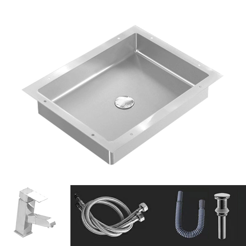 Modern Bathroom Sink Metal Rectangular Undermount Bathroom Sink with Pop-Up Drain