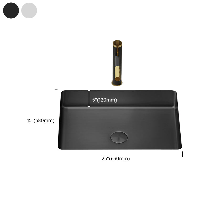 Modern Bathroom Sink Metal Rectangular Undermount Bathroom Sink with Pop-Up Drain