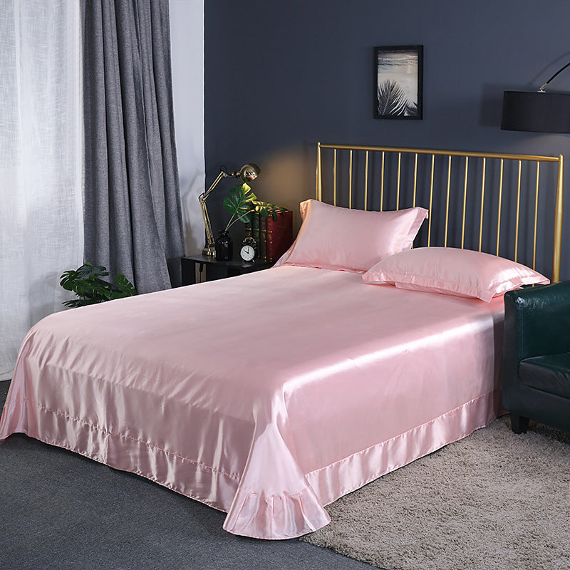 Bed Sheet Solid Color Sateen Weave Soft Breathable Bed Sheet