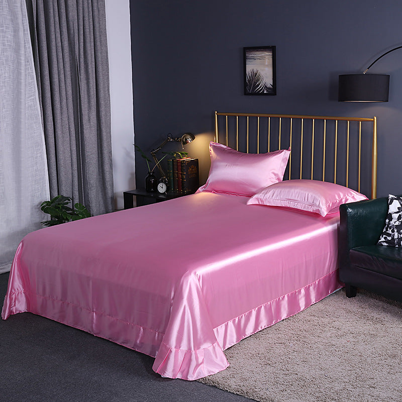 Bed Sheet Solid Color Sateen Weave Soft Breathable Bed Sheet