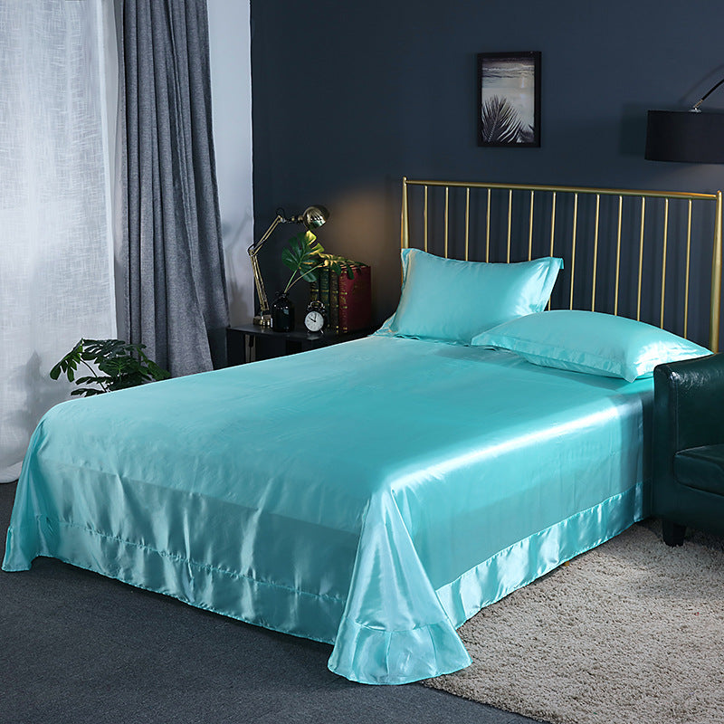 Bed Sheet Solid Color Sateen Weave Soft Breathable Bed Sheet