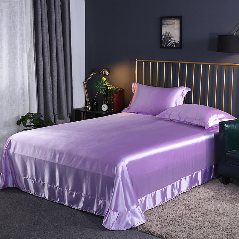 Bed Sheet Solid Color Sateen Weave Soft Breathable Bed Sheet