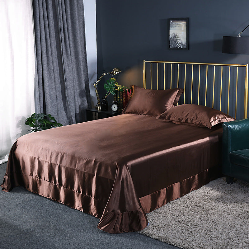 Bed Sheet Solid Color Sateen Weave Soft Breathable Bed Sheet