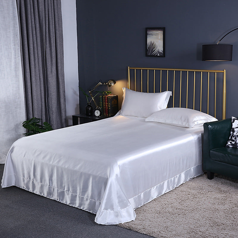 Bed Sheet Solid Color Sateen Weave Soft Breathable Bed Sheet