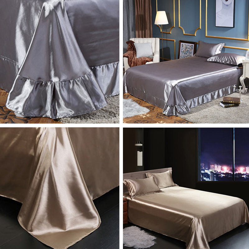 Bed Sheet Solid Color Sateen Weave Soft Breathable Bed Sheet